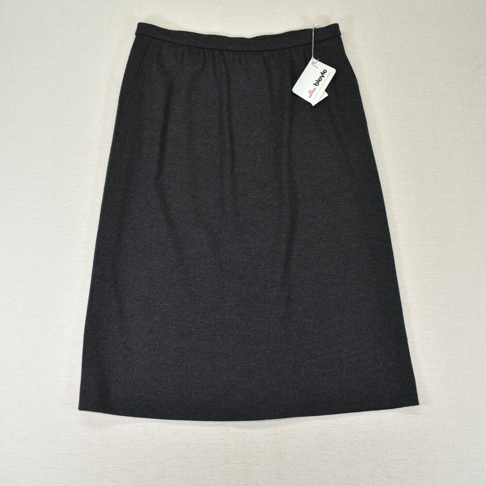 Vintage Bleyle Wool Skirt Made in USA Charcoal Gray Size 14